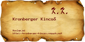 Kronberger Kincső névjegykártya